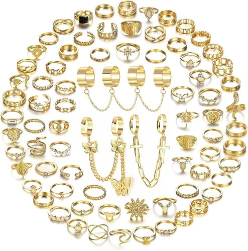 KALVICA Boho Fingerringe Set für Damen und Herren - Verstellbare Knöchel Midi Ringe in Silber Gold - Stapelbare Open Knuckle Modeschmuck Geschenk