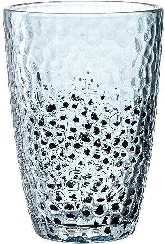 LEONARDO Matera Verre à eau – Gobelet en verre de qualité supérieure à l'aspect martelé – Contenance 340 ml – Fait main – Passe au lave-vaisselle robuste – Verre à eau bleu