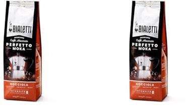 Bialetti Perfetto Moka Caffè Macinato, Gusto Nocciola - 1 x 250 gr (Confezione da 2)