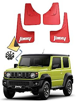 SaVgu Parafango, for Suzuki Jimny HJ BJ64 BJ74 2019-2024 Paraspruzzi Anteriori e Posteriori Personalizzati modellati Paraspruzzi Parafanghi Kit Accessori Auto da 4 Pezzi (Color : Red)