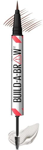 Maybelline Build-A-Brow 2-in-1 Brow Pen and Sealing Eyebrow Gel, Eyebrow Makeup for Real-Looking, Fuller Brows, Medium Brown, 1 Count