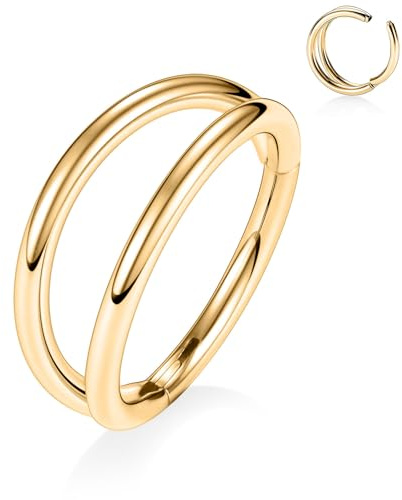YEBOCIYO Piercing Ring 16G Nasenring Conch Helix Knorpel Septum Piercing Daith Rook Tragus Piercing Schmuck Edelstahl Body Piercing Triple Double Line Silber Gold