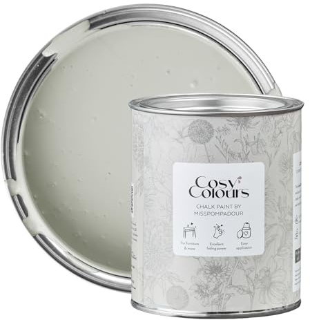 MissPompadour Kreidelack Silence Grey 750 ml, wasserbasiert | CosyColours, Kreidig Matt, Holzfarbe, Holzlack matt innen, Möbellack, Möbelfarbe ohne Schleifen