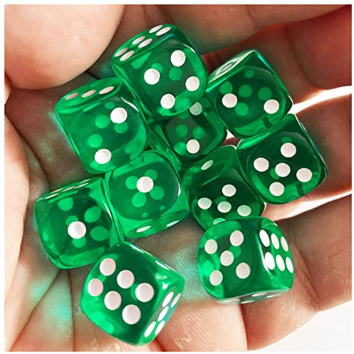 Würfel 10 Teile/Pack Farben acryl würfel 14mm transparente runde Ecke Hohe Qualität Boutique Spiel Würfel Gezinkte Würfel (Size : Green)