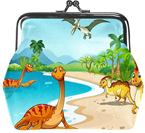 Monederos vintage para cambio, monedero, cartera, lago, brontosaurio, dinosaurio, Como se muestra en la imagen, Talla única, Organizador de bolsas