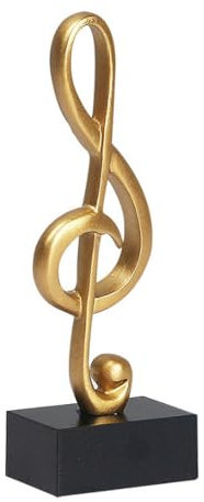 KOMUNJ Statue de musique Statue de musique Sculpture Clé de sol Statue de piano Statue Figurine Symbole Résine Ornements Décoration de table Musicien Cadeau Arts - Or