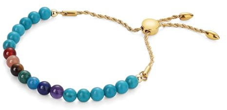 COAI Damen Chakra Armband mit Synthetischer Türkis Perlen und Chakra Steinen
