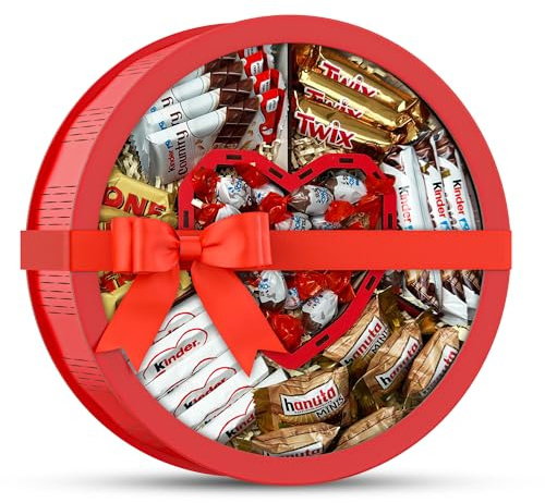 Herz Geschenk-Box mit kinder Schokolade Spezialitäten | Besondere Großpackung Geschenkidee für Geburtstag, Jubiläum, Hochzeit, Jahrestag, Valentinstag | Originelles Schokoladengeschenk