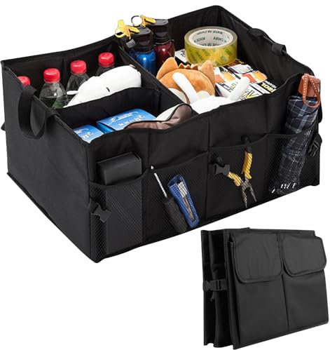 YBCCBY Autositz Organizer Rücksitz Autoorganizer Beifahrersitz Kofferraum Organizer Aufbewahrung Auto Zubehör Innenraum Falt Autokorb mit Mehrere Taschen Autobox Rücksitz Faltbox für Spielzeug Bücher