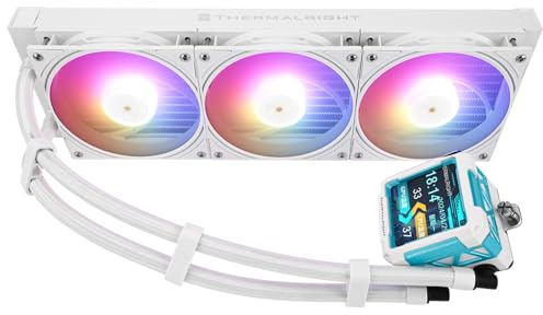 Thermalright FW PRO 360 ARGB White CPU Water Cooler with PWM Fan, 2000RPM Speeds,IPS LCD Screen with 320 * 320 Resolution,Liquid CPU Cooler,for AM5/Intel 1851/1700,2.73inch Display Screen