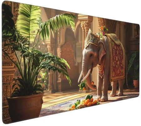 Gaming Mauspad XXL Elefant Mousepad 1000x500x4mm Tier Verlängertes Mauspad Schreibtischauflage,Genähte Kanten Mauspad,Verbessert Präzision und Geschwindigkeit Wasserdicht Geeignet für Büro und Spiele