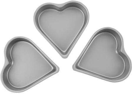 Ciieeo 3pcs Heart Shaped Cake Tin Pan for Baking Battenberg Mold Heart Cake Mould Non-Stick Easy to Carry