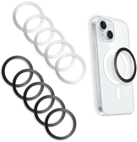 JJUNW Lot de 10 Anneaux en Métal - Support Magnétique pour Téléphone Portable avec Autocollant - Compatible avec Chargeur et Support Voiture