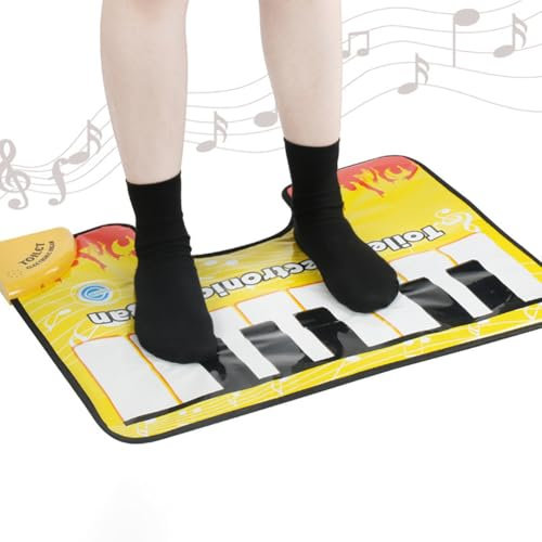 Habodd Klavier Klang Badematte WC Vorleger rutschfest Musikalische Bodenmatte Kreative Toiletten Piano Lustige Fußmusik-Tastatur Badematte 48×60cm Gelb