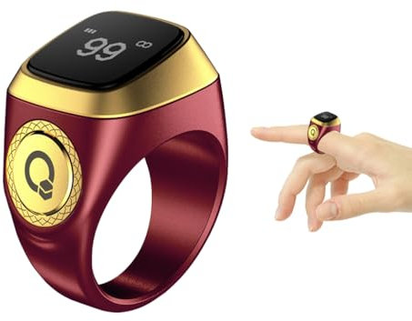 Abiyou Anello Tasbih Intelligente, Anelli Intelligenti Contatore, Smart Rings Contatore, Contatore di Preghiera Anello, Contatore Dito Ricaricabile Anello, Tasbih Clicker Ricaricabile (Marrone, 18MM)