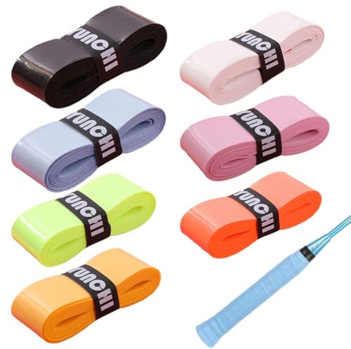 SIRLOMU Ruban de Raquette Grip Antidérapant, 7 pièces Ruban Adhésif pour Raquette de Tennis, Surgrip Tennis, Raquette Grip pour Raquette de Pêche, Grip Raquette Badminton, Surgrip Badminton, Squash