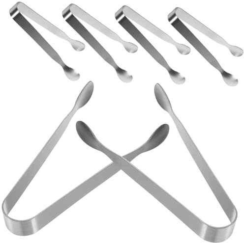 Zerodeko 6pièces Mini Pinces à Service Acier Inoxydable Petites Pinces à Glaçons Pour Servir Des Apéritifs Et Desserts
