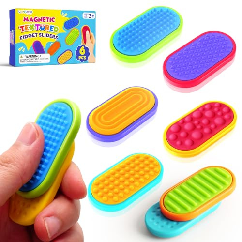 Sensory Fidget Magnet Toys for Kids: Silicone Magnetic Sliders Stress Fidgets for Autism, Stress Small Fidget Toys for Adults Office Desk / Portable Travel Prizes Classroom Must Haves, Gifts for Kids