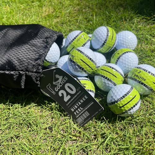 GOCHSS 3-Lagen-PU-Golfbälle mit Ziellinie，332 Dimples, weiches Spielgefühl, hohe Spinkontrolle, Stabiler Flug, 20er-Pack – Golfbälle für erfahrene Spieler