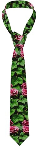 ADAhgu Cravate de mariage élégante pour homme avec motif floral rose lierre avec feuilles pour le travail et les occasions spéciales
