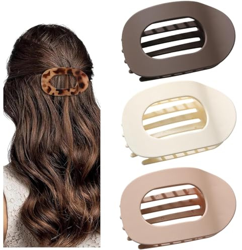Pince Cheveux Femme Plate, Pinces à Cheveux au Design Courbé pour S'allonger et Conduire,pince cheveux plate,pince plate cheveux, Pinces Cheveux Mat Et Forte Tenue (3PC)