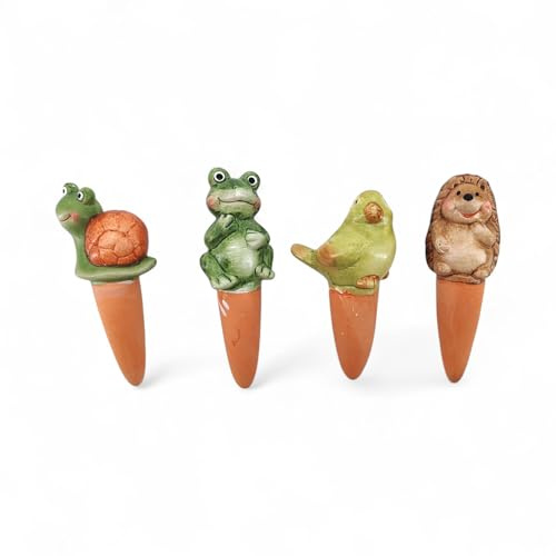 DARO DEKO Tier-Gießkegel Frosch, Vogel, Schnecke, Igel 15cm aus Magnesiaoxid und Ton - Gießhilfe & Wasserspender für Pflanzen - Bewässerungskugel