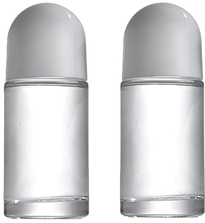 2Pcs White 50ML Glass Empty Roller Bottles with Plastic Roller Ball, Deodorant Roll On Containers Leak Proof Massage Ball Bottles with Cap for Essential Oil Perfume Cosmetics