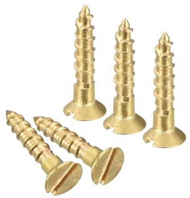 TA-VIGOR M1.6 x 8mm Brass Wood Screws, 100PCS Flat Head Self Tapping Screws | Countersunk Screws with Slotted Drive, Solid Brass Fastener Screws for Woodworking, Furniture, Cabinets and DIY Projects