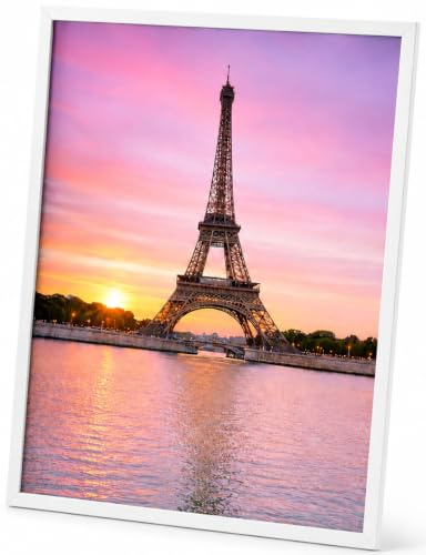 Abio Bilderrahmen 40x60cm Weiß MDF Acrylglas Fotorahmen Frame Posterrahmen für Fotos Bilder Poster Rustikal Vintage Retro
