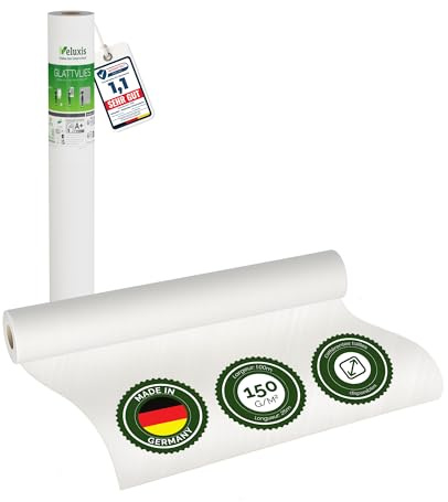 Veluxis® Vlies mural Premium – toile lisse recouvrable, anti-fissures et stable, idéale comme sous-couche avant peinture (blanc, 25,00 m x 1,00 m – 150 g/m²)
