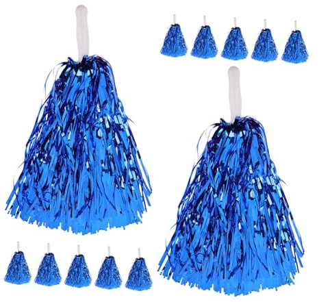 Cabilock 16 Pezzi Pom Pom Metallic Blu da Cheerleading con Manico Ergonomico Accessori Sportivi per Squadre Scolastiche e Eventi di Danza Materiale Resistente e Brillante