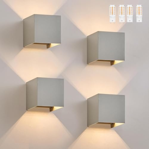 Homefire LED Wandleuchte Innen Aussen 4ER G9 Wandlampe 3000K Warmweiß