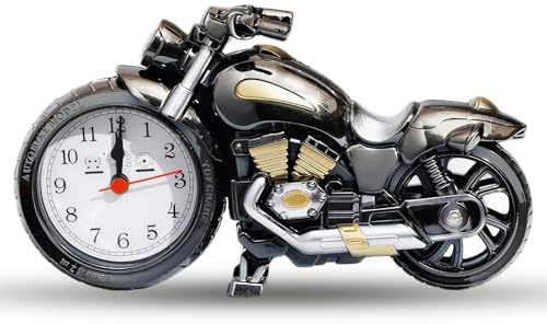 Motorbike Retro Alarm Clock, Vintage Car Alarm Clock with Golden Glow Effect, Clear Dial Clock for Bedroom & Garage Decor, Unique Motorbike Gifts for Motorcycle Enthusiasts on Birthdays & Holidays