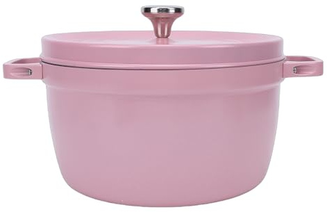 Generic Horno Holandés Esmaltado con Tapa de 9,45 Pulgadas, Antiadherente, Ergonómico, con Asas Dobles, Olla de Aleación de Hierro Esmaltado para Estofar, Hervir, Hornear, Estufa de Gas