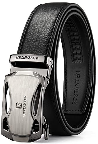 BOSTANTEN Cintura Uomo, Cintura in Pelle con Fibbia Automatica Cintura a Cricchetto Confezione Regalo