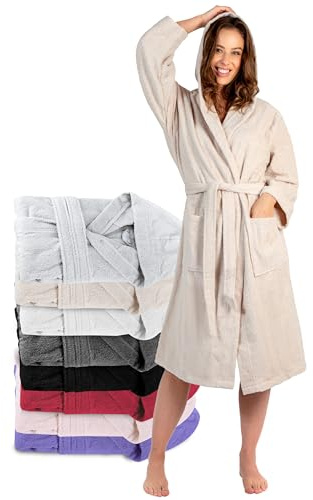 Badrock Dam – Xs, S, M, L, Xl, Xxl – 100% Bomull Oeko-Tex® Certifierad – Badrock Med Huva, 2 Fickor, Bälte