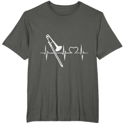 Herz Musik Posaunenspieler EKG Herzschlag Posaune T-Shirt