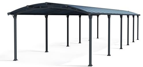 Canopia by Palram Carport Bausatz Arcadia 12700 1290 x 359 cm Einzelcarport Polycarbonat in Grau für PKW aus rostfreiem Aluminium