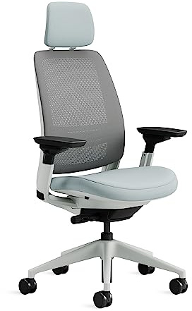 Steelcase Ergonomischer Bürostuhl: Series 2, Kopfstütze, Sturmhorizont | 4D-Armlehnen, Universalrollen, Premium-Materialien, bis 160 kg und 190 cm, sitzkomfort
