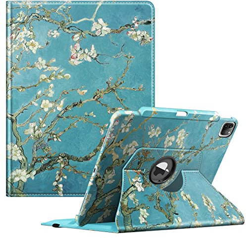Fintie Drehbare Schutzhülle für iPad Pro 32,8 cm (12,9 Zoll) (6./5./4./3. Generation) 2022, 360-Grad-schwenkbare Standhülle mit Stifthalter, Auto-Sleep/Wake-Funktion, Blüte
