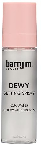 Spray de finition Fresh Face Dewy Finish longue durée, formulé à l'extrait de concombre hydratant et champignon de neige hydratant