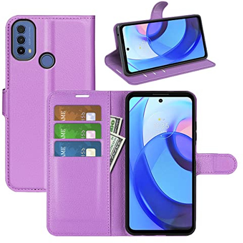 Fertuo Funda para Motorola Moto E20 / E40 / E30, Carcasa Libro con Tapa de Cuero Piel Wallet Case Flip Cover con Kickstand, Hebilla Magnetica, Ranuras para Tarjetas para Moto E20 / E40 / E30, Púrpura