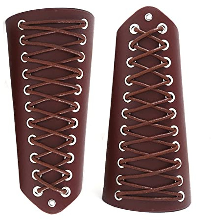 GORGECRAFT 2 Pulsera de Cuero para Hombre, Armadura Medieval, Muñequera Vikinga, Protector de Brazo, Hebilla de Tiro con Arco, Brazaletes de Cuero Unisex, Kit de Disfraz de Joyería(Marrón)
