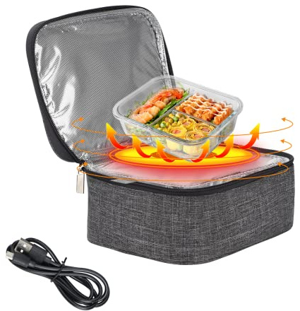Boîte à déjeuner électrique portable - Chauffage alimentaire portable - Sac à déjeuner chauffant - Mini four isotherme personnel pour micro-ondes - Repas préparés pour réchauffer les aliments crus