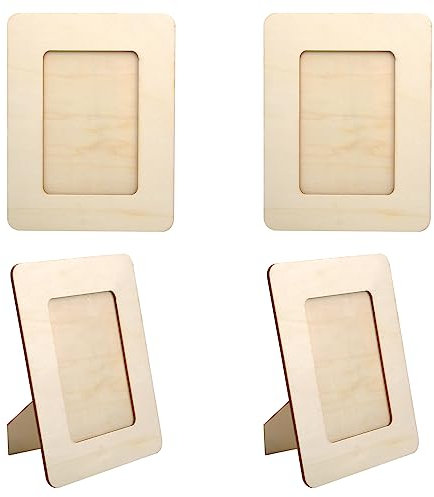 4 Stück Hölzerner Bilderrahmen 22.5*17cm Klassiker Hölzernes Rechteckige Bastelrahmen Set Naturholz DIY Fotorahmen Kinder Bilderrahmen Zum Befüllen Holzbilderrahmen Für Tischdisplay Und Basteln DIY