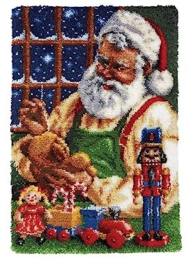 ROCKY&CHAO Latch Hook Kits for Kids and Adults, DIY Latch Hook Rug Kit, Cross Stitch Rug Making Kit, Carpet Making Crochet Kits Embroidery Kits Needlework Crafts for Home Decor, 50X38CM, Santa Claus