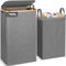OUSFOT Cesto Portabiancheria Sporca per Bagno Grigio 105L Cesta Portabiancheria in Bambù con Coperchio Porta Biancheria Sporca con Manici Cesto Panni Sporchi