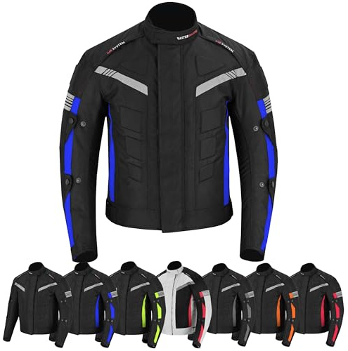 Vaster Moto Giacca da moto impermeabile CE Armor Cordura Moto Giacche Antivento Equipaggiamento di protezione completo del corpo schermato Autunno Estate Inverno per gli uomini, blu, S