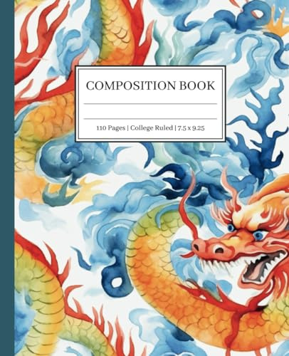 Chinese Lunar New Year Dragon Composition Notebook: Aesthetic Notebook | College-Ruled | For School, College, Work
