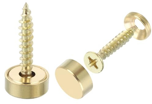 Sourcing Map 8Pcs Brass Decorative Screws with Caps, Gold, 12 mm Mirror Screws, 23 mm x 5 mm, 4 mm Diameter
